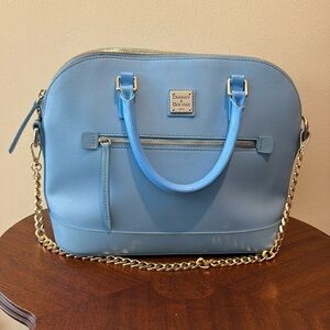 Dooney & Bourke  Satchel  shoulder bag  Saffiano light blue  front zipper pocket